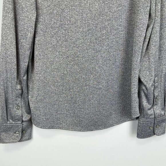 Stone Rose Mens Hi Tech Gray Herringbone Button Up Shirt Long Sleeves size M - Picture 7 of 12